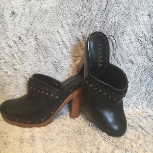 Ralph Lauren Clogs Black Leather Clog